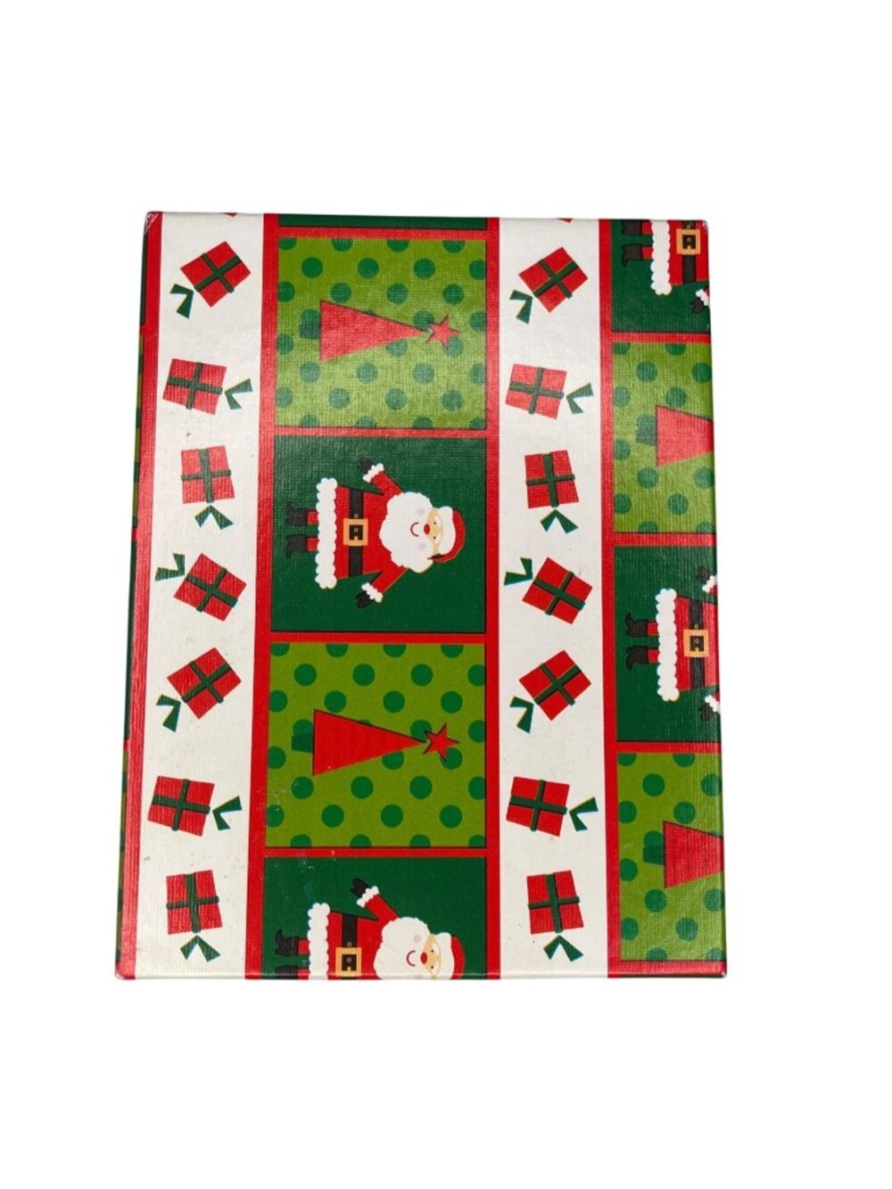Christmas Gift Box With Santa & Tree Design 10" x 8" x 3" Festive Holiday Decor